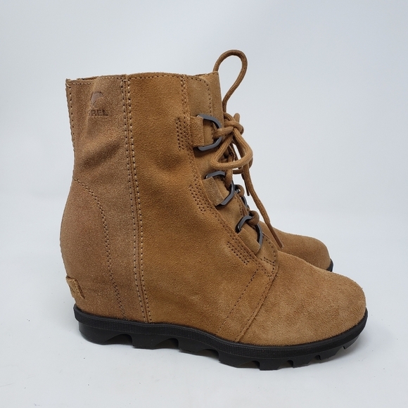 Sorel Joan of Arctic tan suede wedge boots size 5 big girls/6.5 womens - Picture 2 of 10